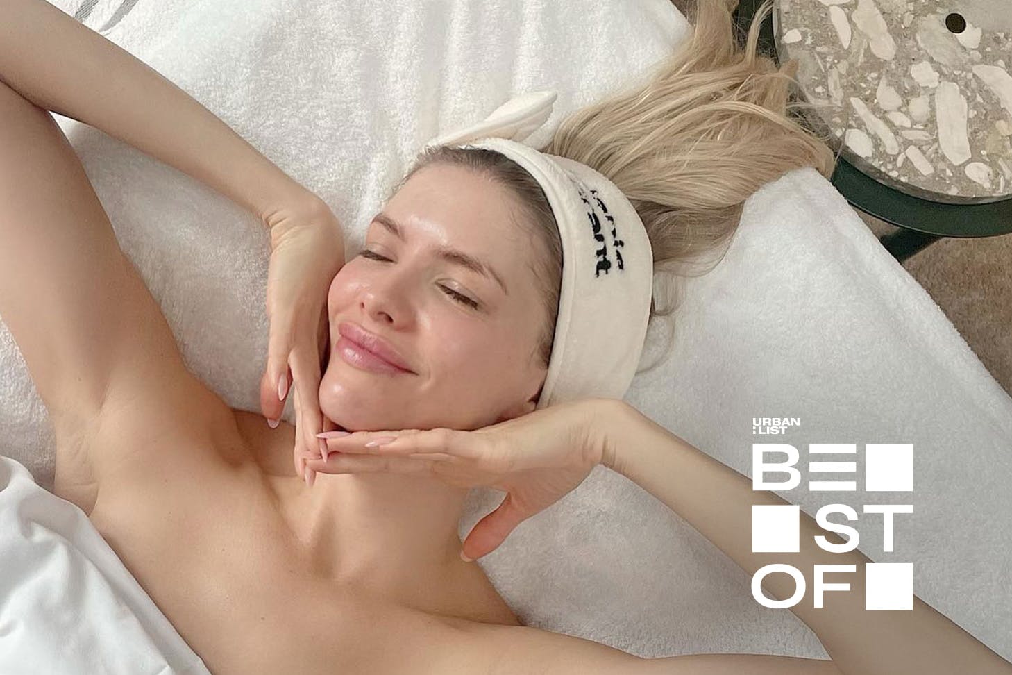 A person after a facial at Melanie Grant, one of the best facialists in Sydney